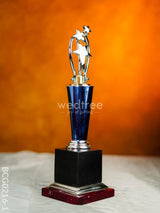 Wooden Blue Trophy With 3 Stars - Bcg0216 Branding