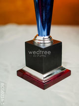 Wooden Blue Trophy With 3 Stars - Bcg0216 Branding