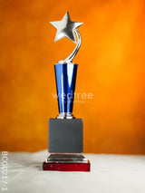 Wooden Blue Trophy With Star - Bcg0217 12.5 Inch Branding