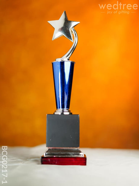 Wooden Blue Trophy With Star - Bcg0217 12.5 Inch Branding