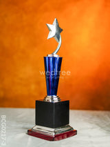 Wooden Blue Trophy With Star - Bcg0217 16 Inch Branding