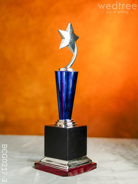Wooden Blue Trophy With Star - Bcg0217 16 Inch Branding