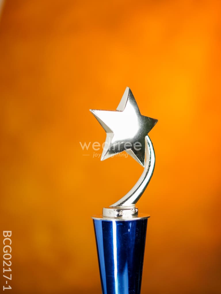 Wooden Blue Trophy With Star - Bcg0217 Branding