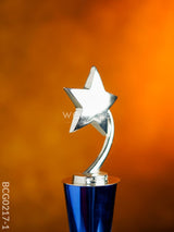 Wooden Blue Trophy With Star - Bcg0217 Branding