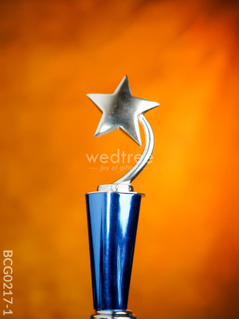 Wooden Blue Trophy With Star - Bcg0217 Branding