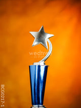 Wooden Blue Trophy With Star - Bcg0217 Branding