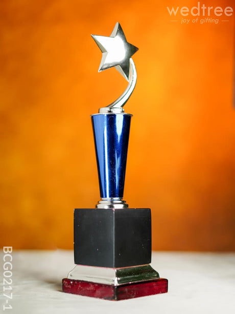 Wooden Blue Trophy With Star - Bcg0217 Branding