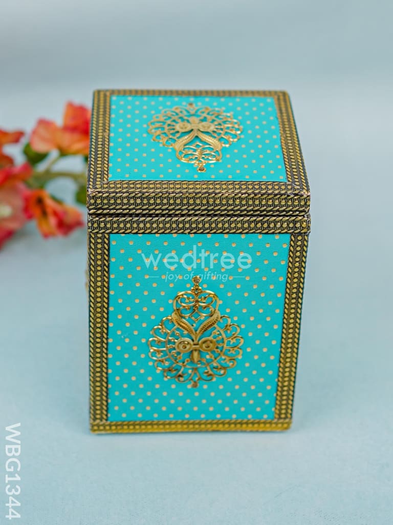 Wooden Container With Metal Embossing - Wbg1344 Utility