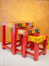 Wooden Decorative Stools - Set Of 3 Wl4308