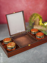 Wooden Dry Fruit Box With 4 Jars - Wl3900