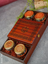 Wooden Dry Fruit Box With 4 Jars - Wl3900