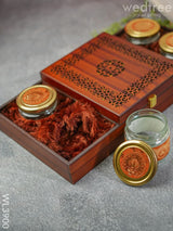 Wooden Dry Fruit Box With 4 Jars - Wl3900