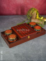 Wooden Dry Fruit Box With 4 Jars - Wl3900