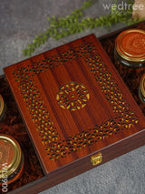 Wooden Dry Fruit Box With 4 Jars - Wl3900