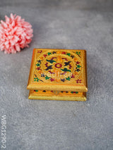 Wooden Dry Fruit Box With Meenakari Floral Design - Wbg1290 Gold