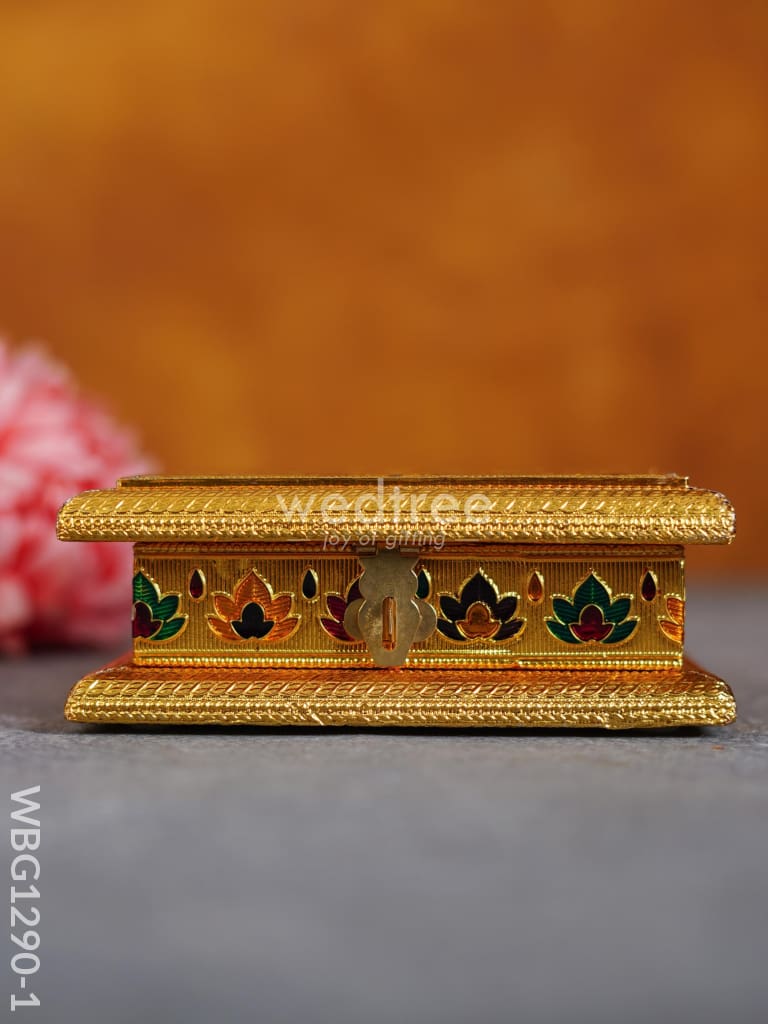 Wooden Dry Fruit Box With Meenakari Floral Design - Wbg1290