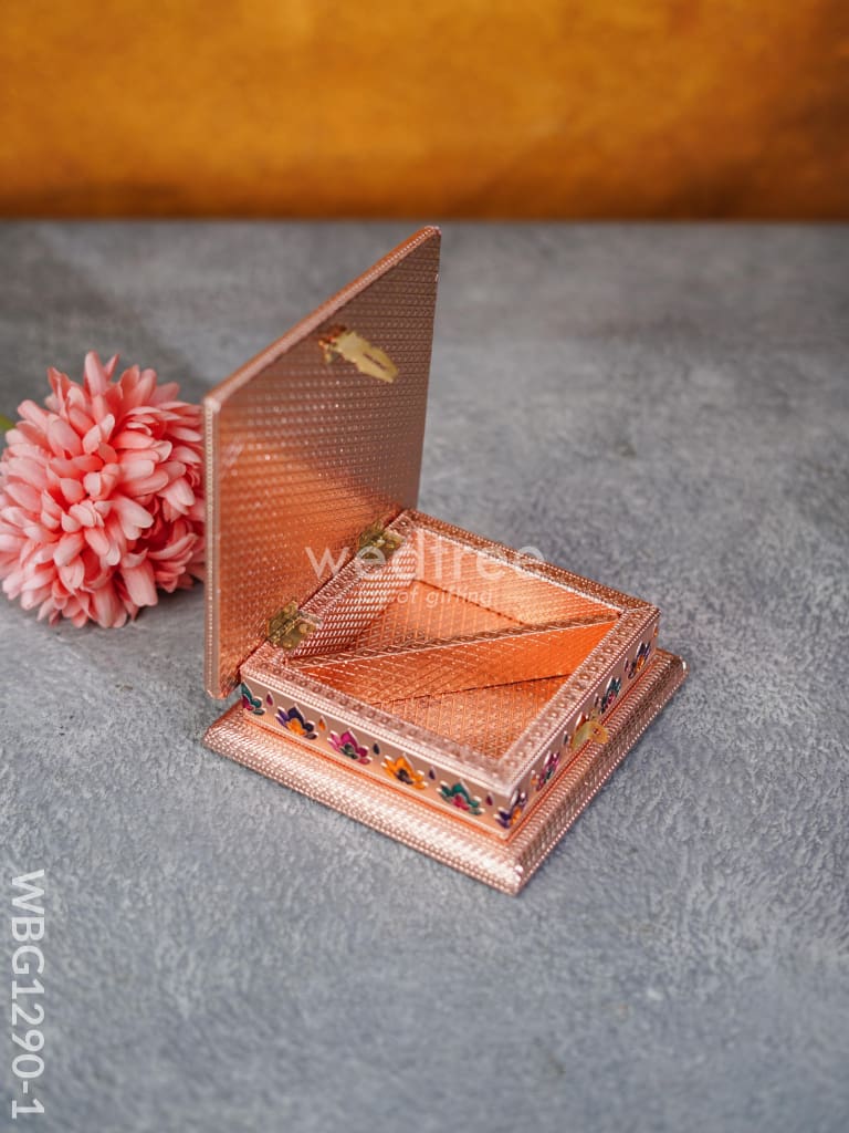 Wooden Dry Fruit Box With Meenakari Floral Design - Wbg1290