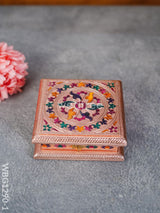 Wooden Dry Fruit Box With Meenakari Floral Design - Wbg1290 Rose Gold