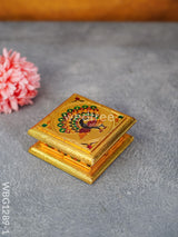 Wooden Dry Fruit Box With Meenakari Peacock Design - Wbg1289