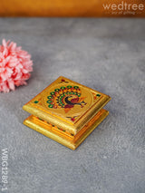 Wooden Dry Fruit Box With Meenakari Peacock Design - Wbg1289