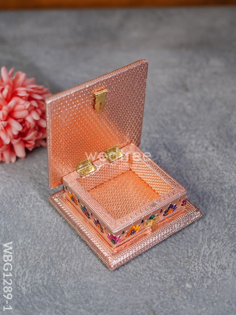 Wooden Dry Fruit Box With Meenakari Peacock Design - Wbg1289