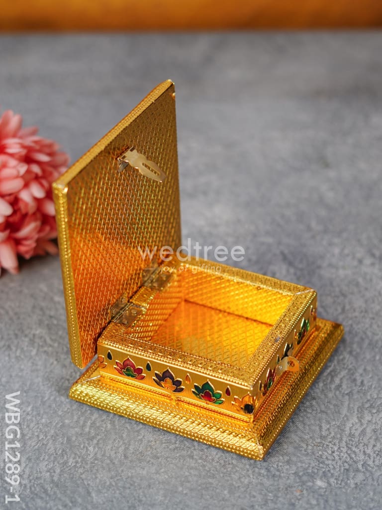 Wooden Dry Fruit Box With Meenakari Peacock Design - Wbg1289