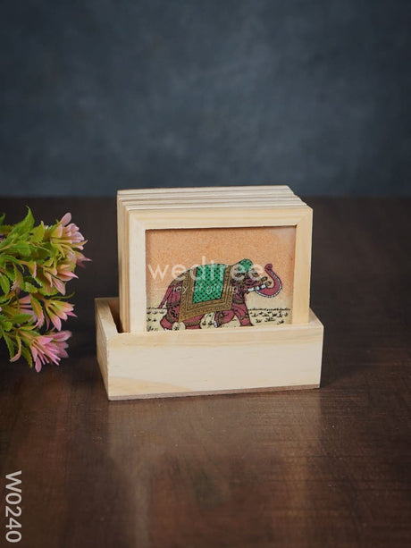 Wooden Hand Painted Coasters With Stand - W0240 Corporate Gifts