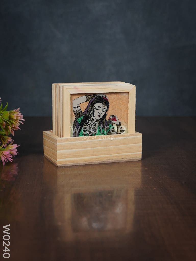 Wooden Hand Painted Coasters With Stand - W0240 Corporate Gifts