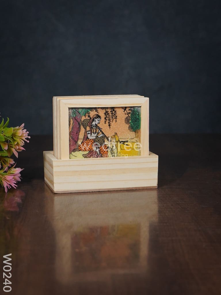 Wooden Hand Painted Coasters With Stand - W0240 Corporate Gifts