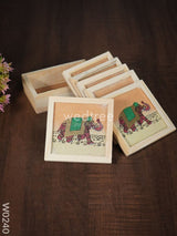 Wooden Hand Painted Coasters With Stand - W0240 Corporate Gifts