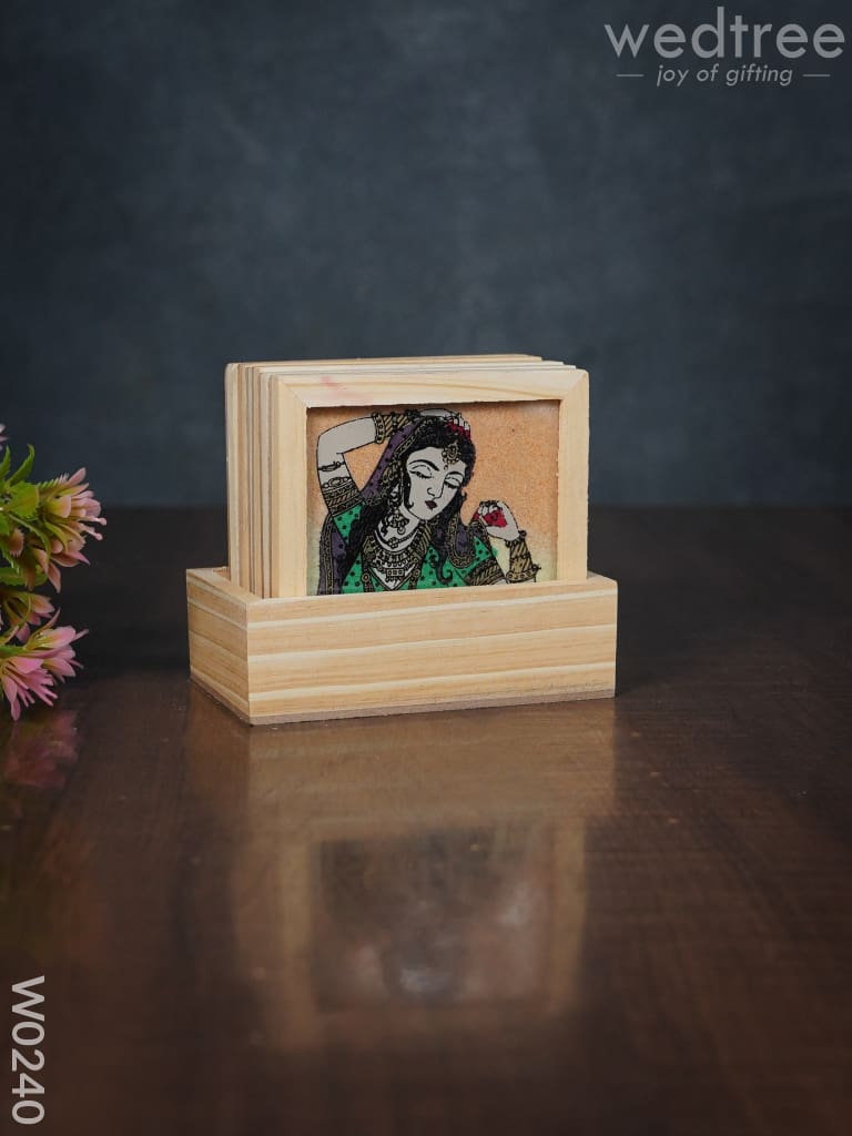 Wooden Hand Painted Coasters With Stand - W0240 Corporate Gifts