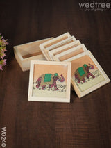 Wooden Hand Painted Coasters With Stand - W0240 Corporate Gifts