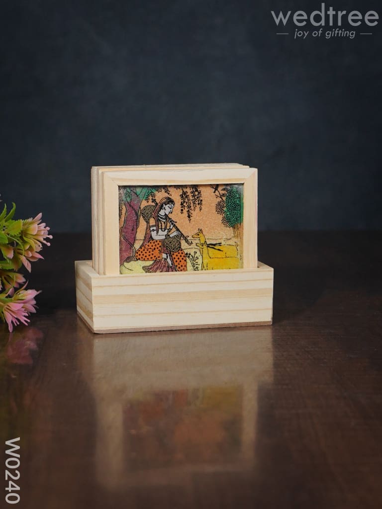 Wooden Hand Painted Coasters With Stand - W0240 Corporate Gifts