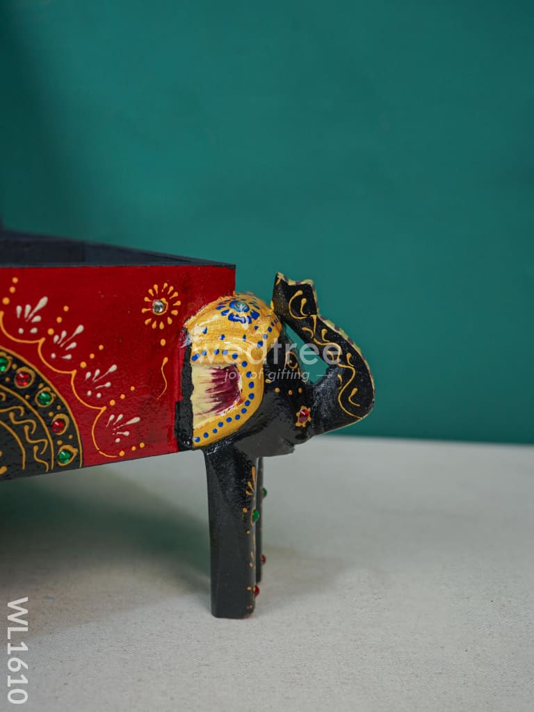 Wooden Hand Painted Jewelery Organiser With Elephant Legs - Wl1610 Utility