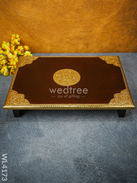 Wooden Manai With Brass Finish(20 X 15) - Wl4173