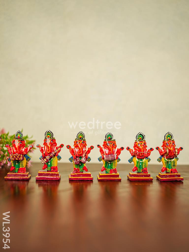 Standing Ganesha - Set Of 6 Wl3954 Wooden Decor