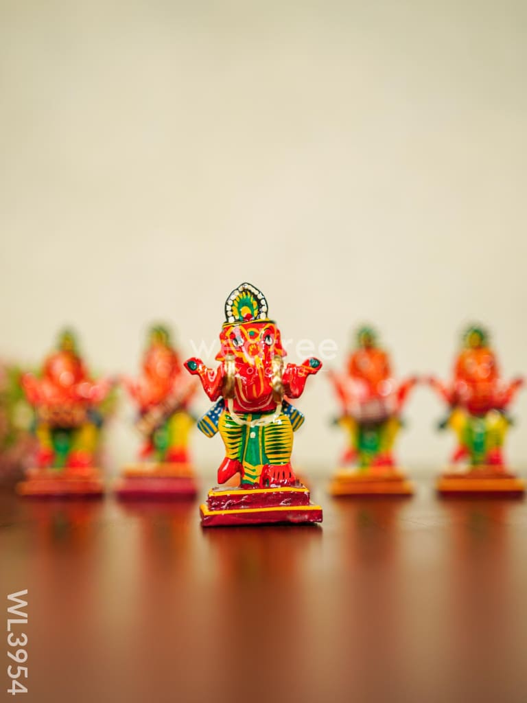 Standing Ganesha - Set Of 6 Wl3954 Wooden Decor