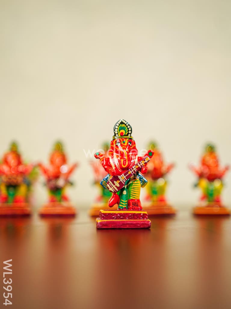 Standing Ganesha - Set Of 6 Wl3954 Wooden Decor