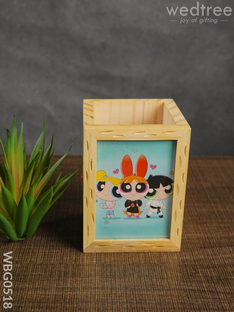 Wooden Pen Stand (3.2 X 4.2) - Powerpuff Girls Wbg0518 Kids Return Gifts