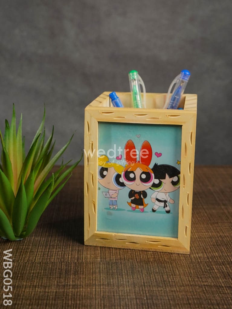 Wooden Pen Stand (3.2 X 4.2) - Powerpuff Girls Wbg0518 Kids Return Gifts