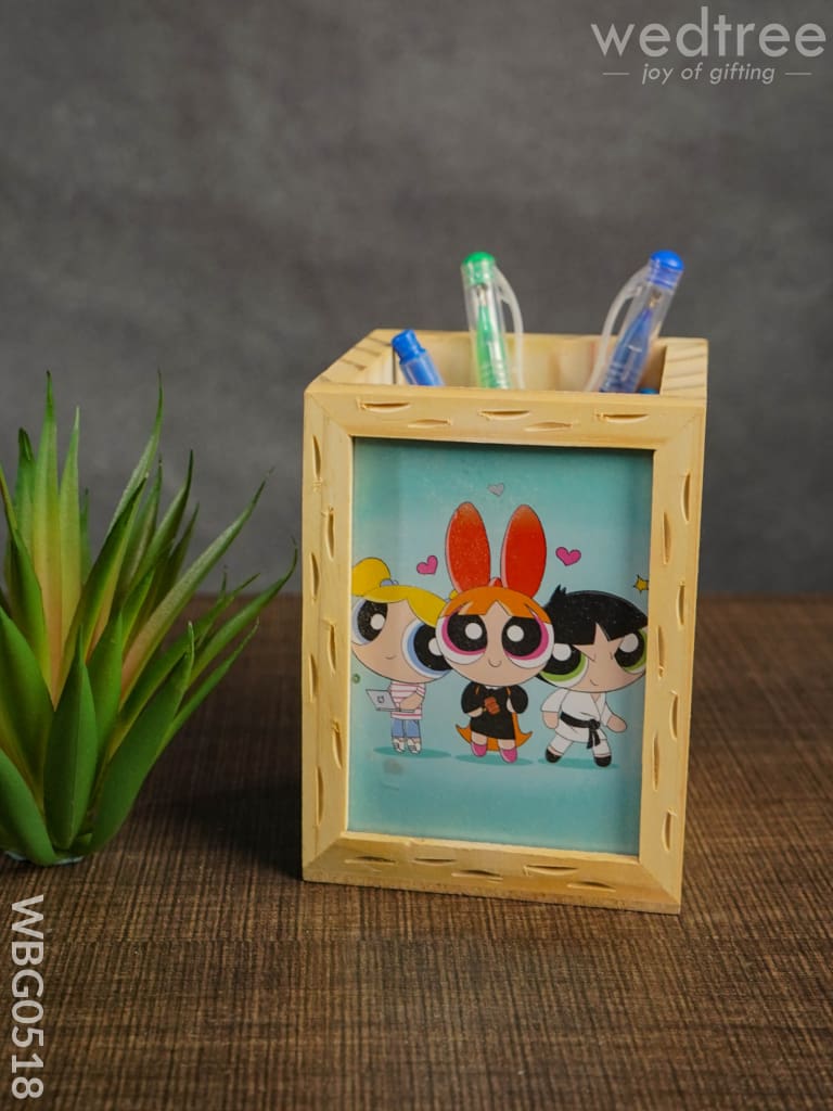 Wooden Pen Stand (3.2 X 4.2) - Powerpuff Girls Wbg0518 Kids Return Gifts