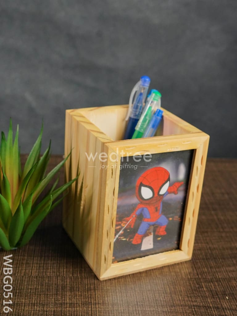 Wooden Pen Stand (3.2 X 4.2) - Spiderman Wbg0516 Kids Return Gifts