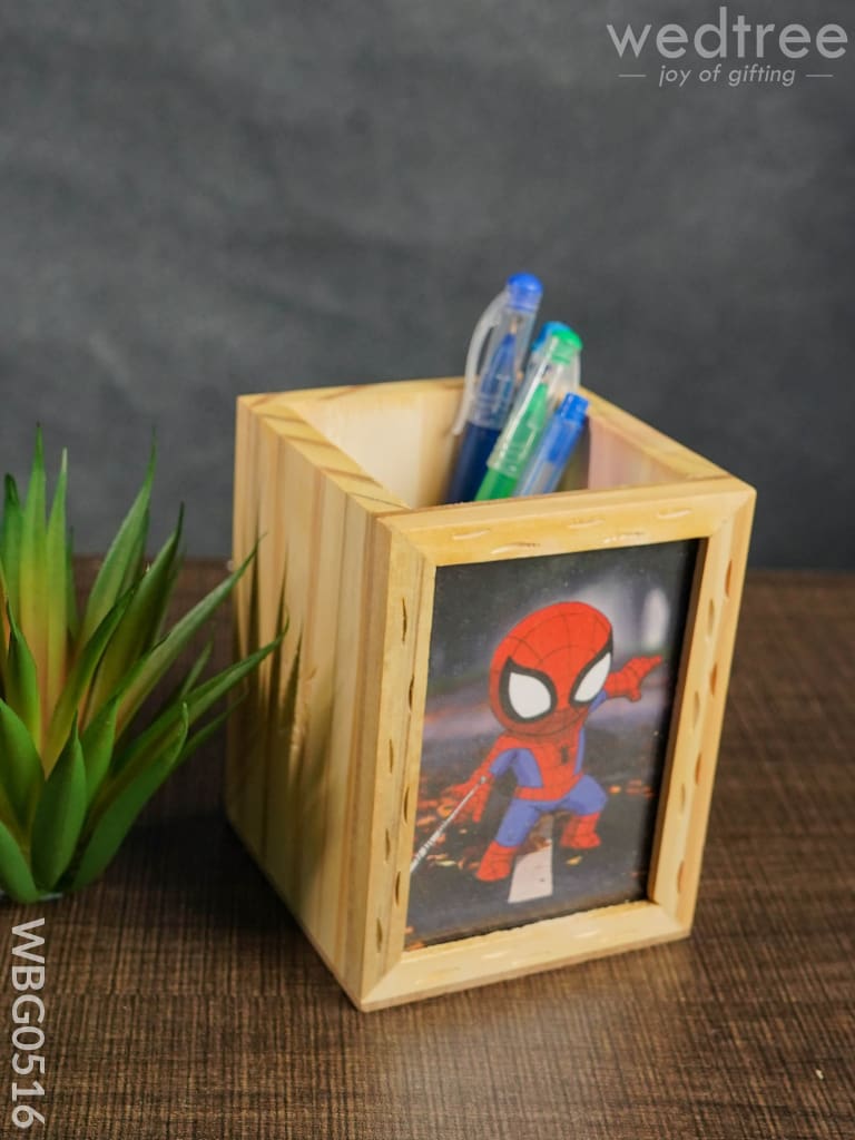 Wooden Pen Stand (3.2 X 4.2) - Spiderman Wbg0516 Kids Return Gifts