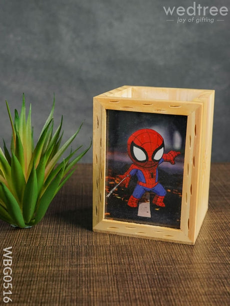 Wooden Pen Stand (3.2 X 4.2) - Spiderman Wbg0516 Kids Return Gifts