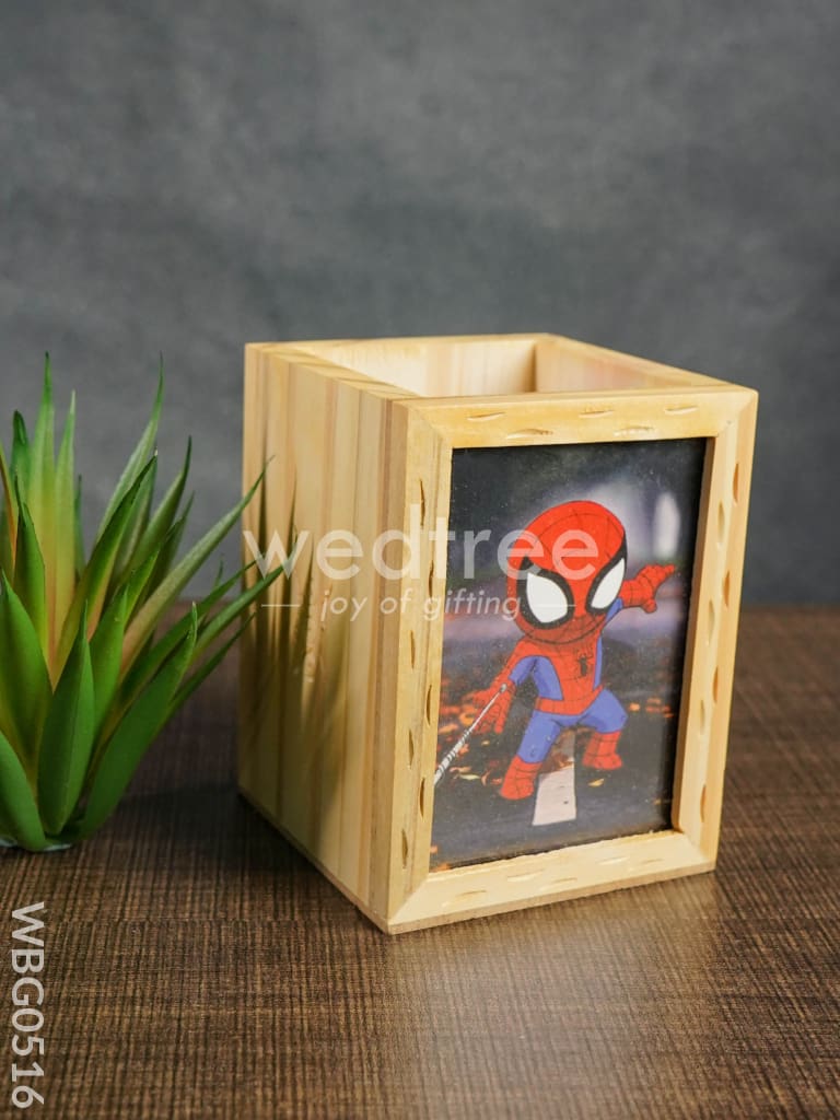 Wooden Pen Stand (3.2 X 4.2) - Spiderman Wbg0516 Kids Return Gifts