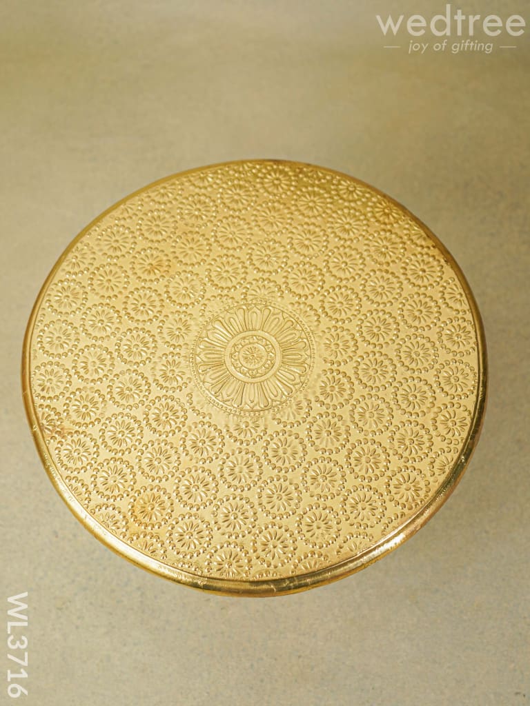 Wooden Round Stool With Brass Fitted - 12 Inch Wl3716 Stools