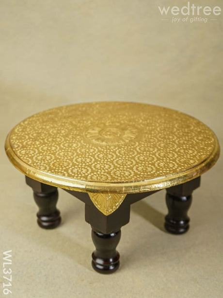 Wooden Round Stool With Brass Fitted - 12 Inch Wl3716 Stools