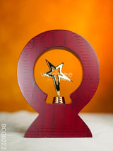 Wooden Round Trophy With Star - 8 Inch Bcg0222 Branding