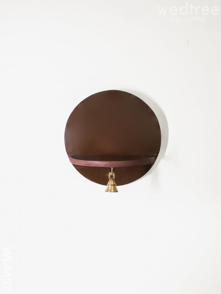 Wooden Round Wall Hanging Diya Stand With Bell - Wl4452 Utility