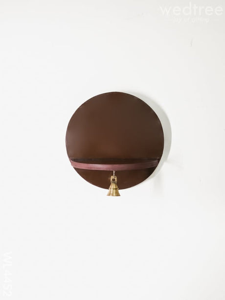 Wooden Round Wall Hanging Diya Stand With Bell - Wl4452 Utility